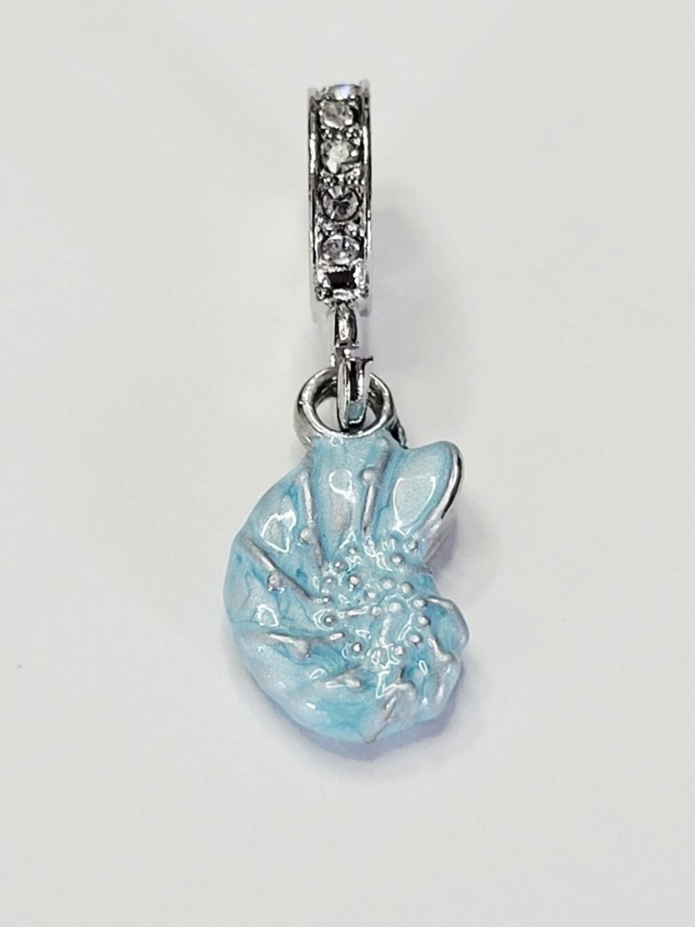 NWT For Pandora Charm Bracelets Blue Enameled Silver Nautilus Sea Shell Dangle - Picture 5 of 5